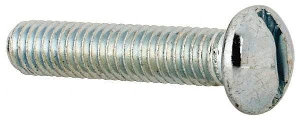 Value Collection - #10-32 UNF, 7/8" Length Under Head Slotted Drive Machine Screw - Round Head, Alloy Steel, Zinc-Plated Finish, Without Washer - Exact Tool & Supply