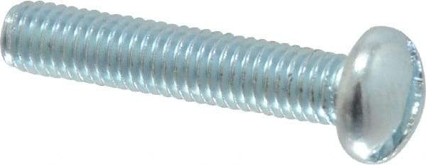 Value Collection - #10-32 UNF, 1" Length Under Head Slotted Drive Machine Screw - Round Head, Alloy Steel, Zinc-Plated Finish, Without Washer - Exact Tool & Supply