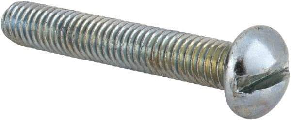 Value Collection - #10-32 UNF, 1-1/4" Length Under Head Slotted Drive Machine Screw - Round Head, Alloy Steel, Zinc-Plated Finish, Without Washer - Exact Tool & Supply