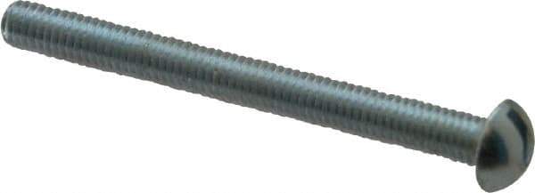 Value Collection - #10-32 UNF, 2" Length Under Head Slotted Drive Machine Screw - Round Head, Alloy Steel, Zinc-Plated Finish, Without Washer - Exact Tool & Supply
