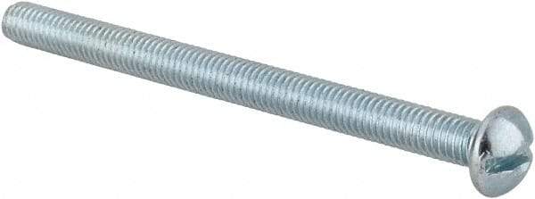 Value Collection - #10-32 UNF, 2-1/2" Length Under Head Slotted Drive Machine Screw - Round Head, Alloy Steel, Zinc-Plated Finish, Without Washer - Exact Tool & Supply