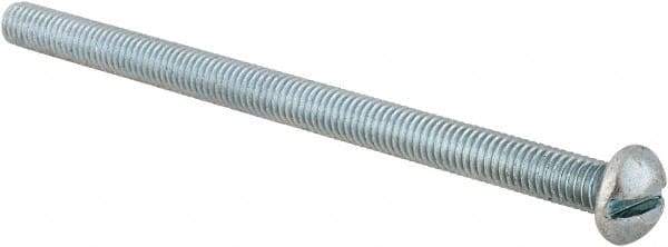 Value Collection - #10-32 UNF, 3" Length Under Head Slotted Drive Machine Screw - Round Head, Alloy Steel, Zinc-Plated Finish, Without Washer - Exact Tool & Supply