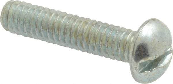 Value Collection - #12-24 UNC, 1" Length Under Head Slotted Drive Machine Screw - Round Head, Grade J82 Steel, Zinc-Plated Finish, Without Washer - Exact Tool & Supply