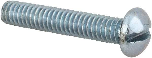 Value Collection - #12-24 UNC, 1-1/4" Length Under Head Slotted Drive Machine Screw - Round Head, Alloy Steel, Zinc-Plated Finish, Without Washer - Exact Tool & Supply