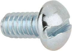 Value Collection - 1/4-20 UNC, 1/2" Length Under Head Slotted Drive Machine Screw - Round Head, Alloy Steel, Zinc-Plated Finish, Without Washer - Exact Tool & Supply