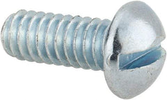 Value Collection - 1/4-20 UNC, 5/8" Length Under Head Slotted Drive Machine Screw - Round Head, Alloy Steel, Zinc-Plated Finish, Without Washer - Exact Tool & Supply