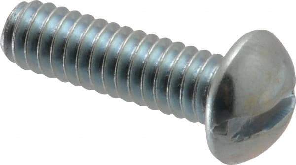Value Collection - 1/4-20 UNC, 7/8" Length Under Head Slotted Drive Machine Screw - Round Head, Alloy Steel, Zinc-Plated Finish, Without Washer - Exact Tool & Supply