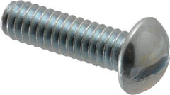 Value Collection - 1/4-20 UNC, 7/8" Length Under Head Slotted Drive Machine Screw - Round Head, Alloy Steel, Zinc-Plated Finish, Without Washer - Exact Tool & Supply