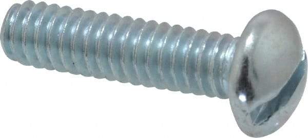 Value Collection - 1/4-20 UNC, 1" Length Under Head Slotted Drive Machine Screw - Round Head, Alloy Steel, Zinc-Plated Finish, Without Washer - Exact Tool & Supply