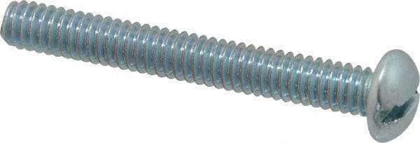 Value Collection - 1/4-20 UNC, 2" Length Under Head Slotted Drive Machine Screw - Round Head, Alloy Steel, Zinc-Plated Finish, Without Washer - Exact Tool & Supply