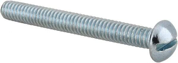Value Collection - 1/4-20 UNC, 2-1/4" Length Under Head Slotted Drive Machine Screw - Round Head, Alloy Steel, Zinc-Plated Finish, Without Washer - Exact Tool & Supply