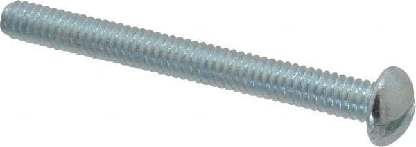 Value Collection - 1/4-20 UNC, 2-1/2" Length Under Head Slotted Drive Machine Screw - Round Head, Alloy Steel, Zinc-Plated Finish, Without Washer - Exact Tool & Supply