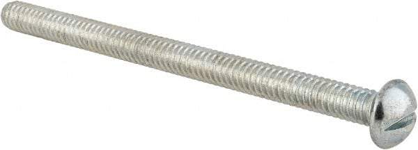 Value Collection - 1/4-20 UNC, 3-1/2" Length Under Head Slotted Drive Machine Screw - Round Head, Alloy Steel, Zinc-Plated Finish, Without Washer - Exact Tool & Supply