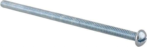 Value Collection - 1/4-20 UNC, 5" Length Under Head Slotted Drive Machine Screw - Round Head, Alloy Steel, Zinc-Plated Finish, Without Washer - Exact Tool & Supply