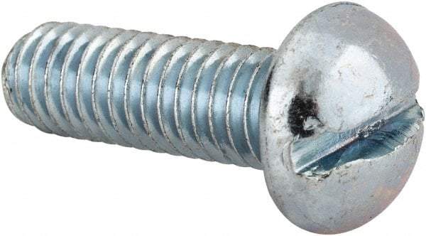 Value Collection - 5/16-18 UNC, 1" Length Under Head Slotted Drive Machine Screw - Round Head, Alloy Steel, Zinc-Plated Finish, Without Washer - Exact Tool & Supply