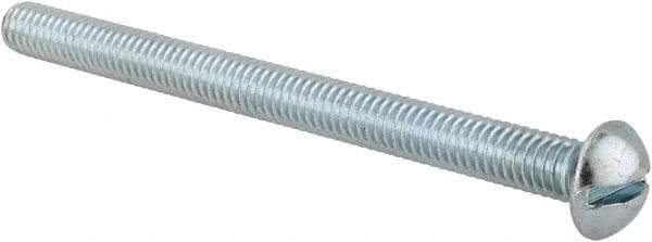 Value Collection - 5/16-18 UNC, 4" Length Under Head Slotted Drive Machine Screw - Round Head, Alloy Steel, Zinc-Plated Finish, Without Washer - Exact Tool & Supply