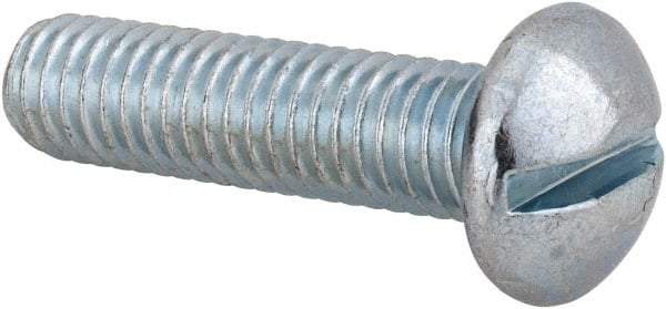 Value Collection - 3/8-16 UNC, 1-1/2" Length Under Head Slotted Drive Machine Screw - Round Head, Alloy Steel, Zinc-Plated Finish, Without Washer - Exact Tool & Supply