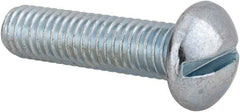 Value Collection - 3/8-16 UNC, 1-1/2" Length Under Head Slotted Drive Machine Screw - Round Head, Alloy Steel, Zinc-Plated Finish, Without Washer - Exact Tool & Supply