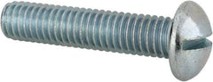 Value Collection - 3/8-16 UNC, 1-3/4" Length Under Head Slotted Drive Machine Screw - Round Head, Alloy Steel, Zinc-Plated Finish, Without Washer - Exact Tool & Supply