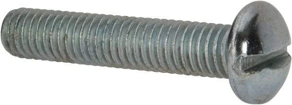 Value Collection - 3/8-16 UNC, 2" Length Under Head Slotted Drive Machine Screw - Round Head, Alloy Steel, Zinc-Plated Finish, Without Washer - Exact Tool & Supply