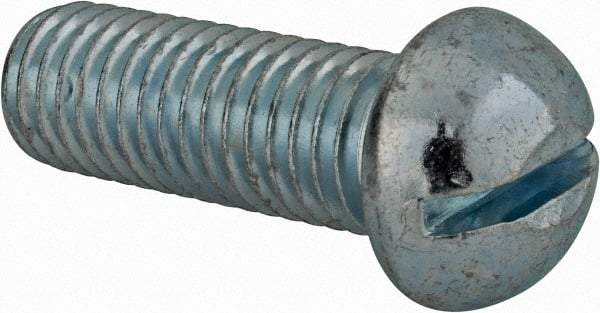 Value Collection - 1/2-13 UNC, 1-1/2" Length Under Head Slotted Drive Machine Screw - Round Head, Alloy Steel, Zinc-Plated Finish, Without Washer - Exact Tool & Supply