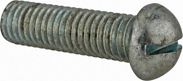 Value Collection - 1/2-13 UNC, 1-3/4" Length Under Head Slotted Drive Machine Screw - Round Head, Grade J82 Steel, Zinc-Plated Finish, Without Washer - Exact Tool & Supply