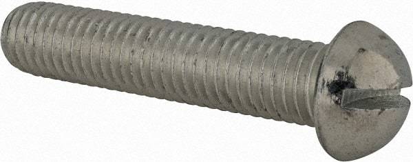 Value Collection - 1/2-13 UNC, 2-1/2" Length Under Head Slotted Drive Machine Screw - Round Head, Alloy Steel, Zinc-Plated Finish, Without Washer - Exact Tool & Supply