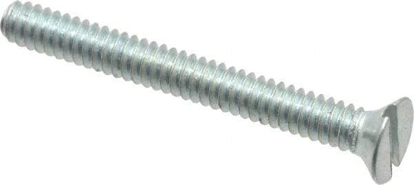 Value Collection - #4-40 UNC, 1" OAL Slotted Drive Machine Screw - Flat Head, Grade 2 Steel, Zinc-Plated Finish, Without Washer - Exact Tool & Supply