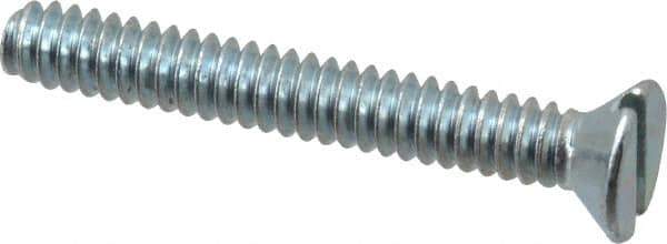 Value Collection - #6-32 UNC, 1" OAL Slotted Drive Machine Screw - Flat Head, Grade 2 Steel, Zinc-Plated Finish, Without Washer - Exact Tool & Supply