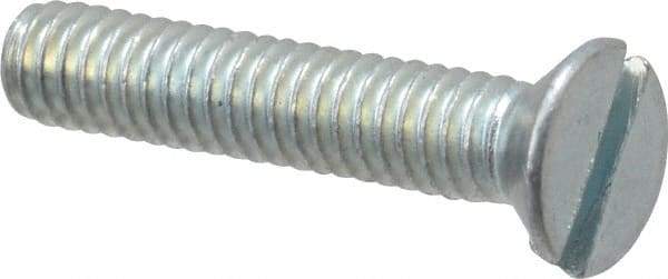 Value Collection - #8-32 UNC, 7/8" OAL Slotted Drive Machine Screw - Flat Head, Grade 2 Steel, Zinc-Plated Finish, Without Washer - Exact Tool & Supply