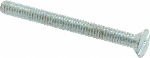 Value Collection - #8-32 UNC, 1-3/4" OAL Slotted Drive Machine Screw - Flat Head, Grade 2 Steel, Zinc-Plated Finish, Without Washer - Exact Tool & Supply