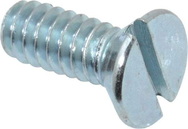 Value Collection - #10-24 UNC, 1/2" OAL Slotted Drive Machine Screw - Flat Head, Grade 2 Steel, Zinc-Plated Finish, Without Washer - Exact Tool & Supply