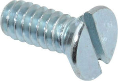 Value Collection - #10-24 UNC, 1/2" OAL Slotted Drive Machine Screw - Flat Head, Grade 2 Steel, Zinc-Plated Finish, Without Washer - Exact Tool & Supply