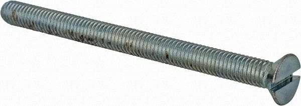 Value Collection - #10-32 UNF, 2-1/2" OAL Slotted Drive Machine Screw - Flat Head, Grade 2 Steel, Zinc-Plated Finish, Without Washer - Exact Tool & Supply