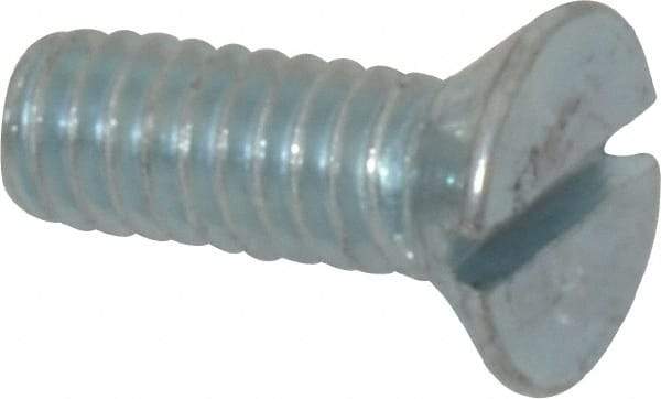 Value Collection - #12-24 UNC, 1/2" OAL Slotted Drive Machine Screw - Flat Head, Grade 2 Steel, Zinc-Plated Finish, Without Washer - Exact Tool & Supply