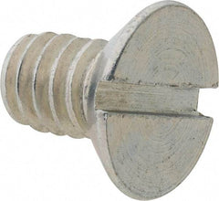 Value Collection - 1/4-20 UNC, 7/16" OAL Slotted Drive Machine Screw - Flat Head, Grade 2 Steel, Zinc-Plated Finish, Without Washer - Exact Tool & Supply