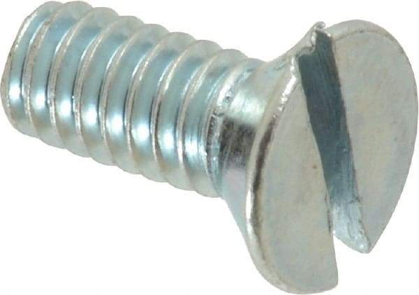 Value Collection - 1/4-20 UNC, 5/8" OAL Slotted Drive Machine Screw - Flat Head, Grade 2 Steel, Zinc-Plated Finish, Without Washer - Exact Tool & Supply