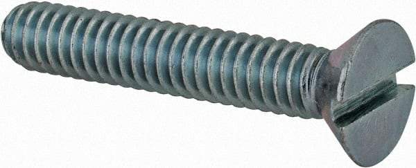 Value Collection - 1/4-20 UNC, 1-1/2" OAL Slotted Drive Machine Screw - Flat Head, Grade 2 Steel, Zinc-Plated Finish, Without Washer - Exact Tool & Supply