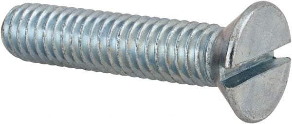 Value Collection - 5/16-18 UNC, 1-1/2" OAL Slotted Drive Machine Screw - Flat Head, Grade 2 Steel, Zinc-Plated Finish, Without Washer - Exact Tool & Supply
