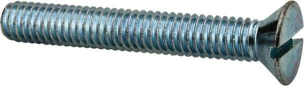 Value Collection - 5/16-18 UNC, 2-1/4" OAL Slotted Drive Machine Screw - Flat Head, Grade 2 Steel, Zinc-Plated Finish, Without Washer - Exact Tool & Supply