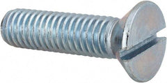 Value Collection - 3/8-16 UNC, 1-1/2" OAL Slotted Drive Machine Screw - Flat Head, Grade 2 Steel, Zinc-Plated Finish, Without Washer - Exact Tool & Supply