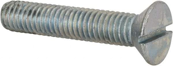 Value Collection - 3/8-16 UNC, 2" OAL Slotted Drive Machine Screw - Flat Head, Grade 2 Steel, Zinc-Plated Finish, Without Washer - Exact Tool & Supply