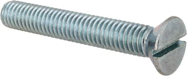Value Collection - 3/8-16 UNC, 2-1/2" OAL Slotted Drive Machine Screw - Flat Head, Grade 2 Steel, Zinc-Plated Finish, Without Washer - Exact Tool & Supply