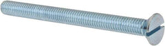 Value Collection - 3/8-16 UNC, 4-1/2" OAL Slotted Drive Machine Screw - Flat Head, Grade J82 Steel, Zinc-Plated Finish, Without Washer - Exact Tool & Supply