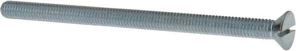 Value Collection - 3/8-16 UNC, 6" OAL Slotted Drive Machine Screw - Flat Head, Grade J82 Steel, Zinc-Plated Finish, Without Washer - Exact Tool & Supply