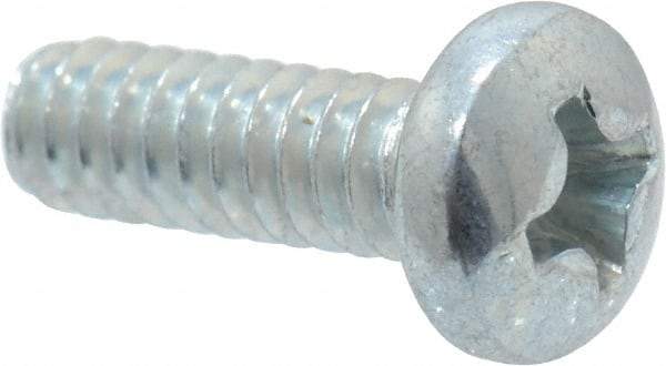Value Collection - #6-32 UNC, 7/16" Length Under Head Phillips Drive Machine Screw - Pan Head, Grade 2 Steel, Zinc-Plated Finish, Without Washer - Exact Tool & Supply