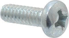 Value Collection - #6-32 UNC, 7/16" Length Under Head Phillips Drive Machine Screw - Pan Head, Grade 2 Steel, Zinc-Plated Finish, Without Washer - Exact Tool & Supply
