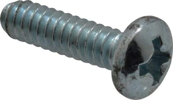 Value Collection - #6-32 UNC, 1/2" Length Under Head Phillips Drive Machine Screw - Pan Head, Grade 2 Steel, Zinc-Plated Finish, Without Washer - Exact Tool & Supply