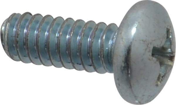 Value Collection - #10-24 UNC, 1/2" Length Under Head Phillips Drive Machine Screw - Pan Head, Grade 2 Steel, Zinc-Plated Finish, Without Washer - Exact Tool & Supply