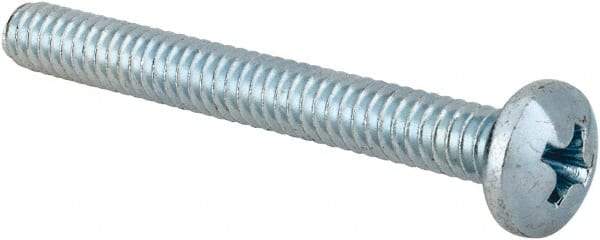 Value Collection - #10-24 UNC, 1-3/4" Length Under Head Phillips Drive Machine Screw - Pan Head, Grade 2 Steel, Zinc-Plated Finish, Without Washer - Exact Tool & Supply